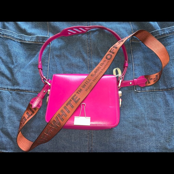 Off White Fushia Shoulder Bag w/ Shoulder Strap - Picture 3 of 12